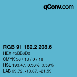 カラーコード: RGB 91 182.2 208.6 | qconv.com