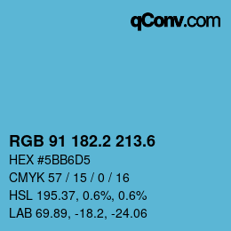 カラーコード: RGB 91 182.2 213.6 | qconv.com