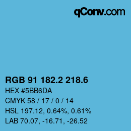 カラーコード: RGB 91 182.2 218.6 | qconv.com
