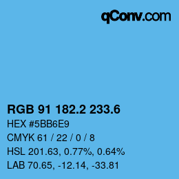 カラーコード: RGB 91 182.2 233.6 | qconv.com