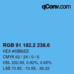 カラーコード: RGB 91 182.2 238.6 | qconv.com