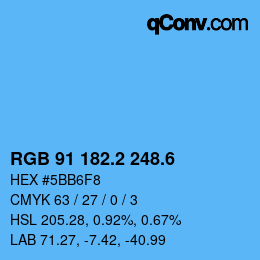 カラーコード: RGB 91 182.2 248.6 | qconv.com