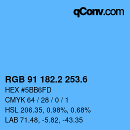 カラーコード: RGB 91 182.2 253.6 | qconv.com