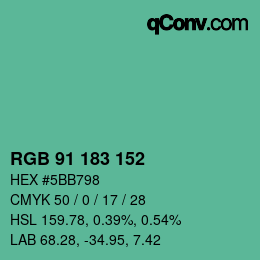 Color code: RGB 91 183 152 | qconv.com