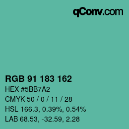 Color code: RGB 91 183 162 | qconv.com