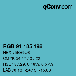 Color code: RGB 91 185 198 | qconv.com