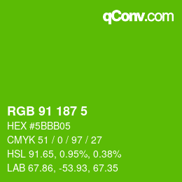 Color code: RGB 91 187 5 | qconv.com