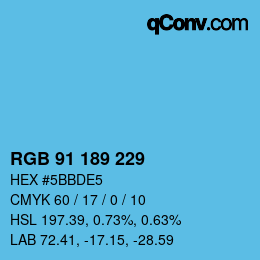 Color code: RGB 91 189 229 | qconv.com