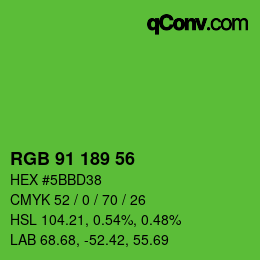 Farbcode: RGB 91 189 56 | qconv.com