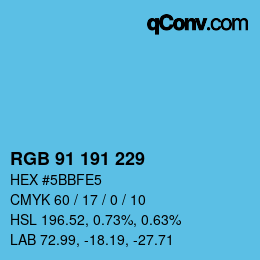 Color code: RGB 91 191 229 | qconv.com