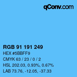Color code: RGB 91 191 249 | qconv.com