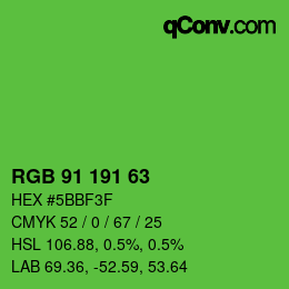 Color code: RGB 91 191 63 | qconv.com