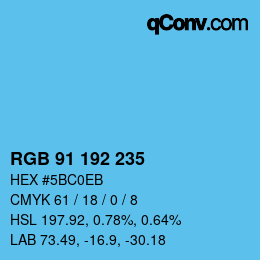 カラーコード: RGB 91 192 235 | qconv.com