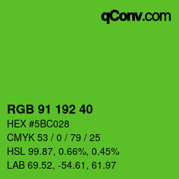 Farbcode: RGB 91 192 40 | qconv.com