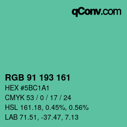 Farbcode: RGB 91 193 161 | qconv.com