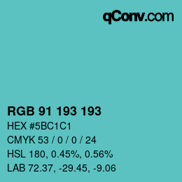 Color code: RGB 91 193 193 | qconv.com