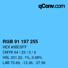 Color code: RGB 91 197 255 | qconv.com