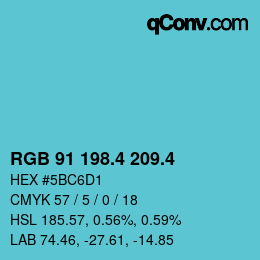 カラーコード: RGB 91 198.4 209.4 | qconv.com