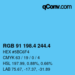 カラーコード: RGB 91 198.4 244.4 | qconv.com