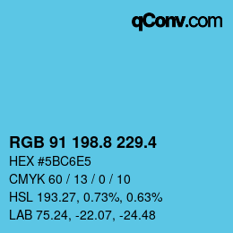 カラーコード: RGB 91 198.8 229.4 | qconv.com