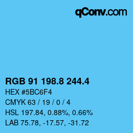 カラーコード: RGB 91 198.8 244.4 | qconv.com