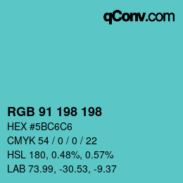 Color code: RGB 91 198 198 | qconv.com
