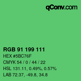Color code: RGB 91 199 111 | qconv.com