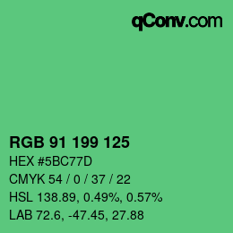 Color code: RGB 91 199 125 | qconv.com