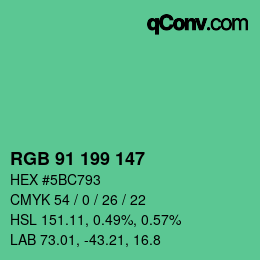Color code: RGB 91 199 147 | qconv.com