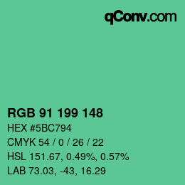 Color code: RGB 91 199 148 | qconv.com