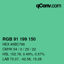 カラーコード: RGB 91 199 150 | qconv.com