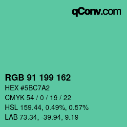 カラーコード: RGB 91 199 162 | qconv.com