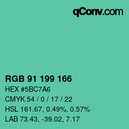 Color code: RGB 91 199 166 | qconv.com
