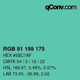 Color code: RGB 91 199 175 | qconv.com
