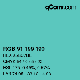 Color code: RGB 91 199 190 | qconv.com