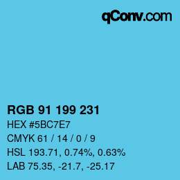 Color code: RGB 91 199 231 | qconv.com