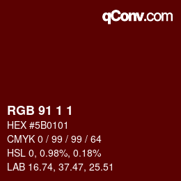 颜色代码: RGB 91 1 1 | qconv.com