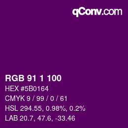 Color code: RGB 91 1 100 | qconv.com