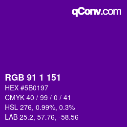 Color code: RGB 91 1 151 | qconv.com