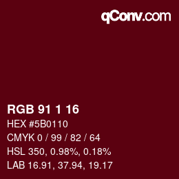 颜色代码: RGB 91 1 16 | qconv.com