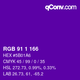 カラーコード: RGB 91 1 166 | qconv.com