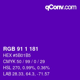 カラーコード: RGB 91 1 181 | qconv.com