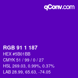 カラーコード: RGB 91 1 187 | qconv.com