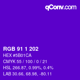 カラーコード: RGB 91 1 202 | qconv.com