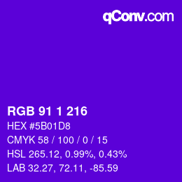 カラーコード: RGB 91 1 216 | qconv.com