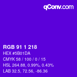 カラーコード: RGB 91 1 218 | qconv.com