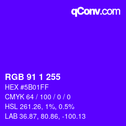 Color code: RGB 91 1 255 | qconv.com