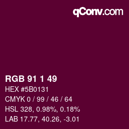 Color code: RGB 91 1 49 | qconv.com