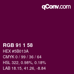 Color code: RGB 91 1 58 | qconv.com
