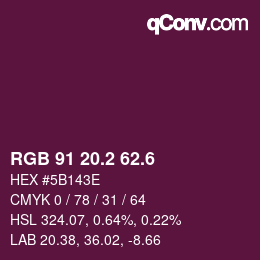 カラーコード: RGB 91 20.2 62.6 | qconv.com